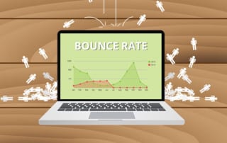 A computer showing a graph of bounce rate