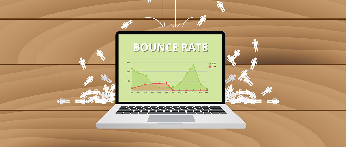 A computer showing a graph of bounce rate