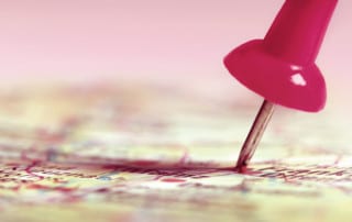 A map with a pin on it