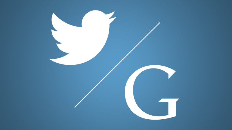 The Twitter and Google logos