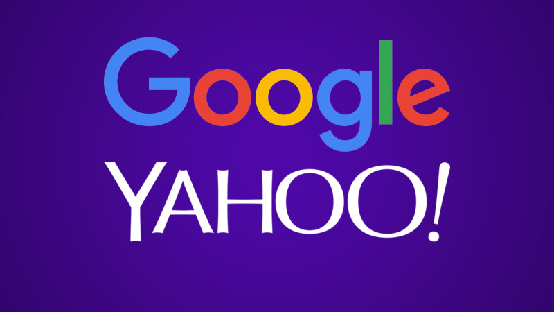 The Google and Yahoo logos