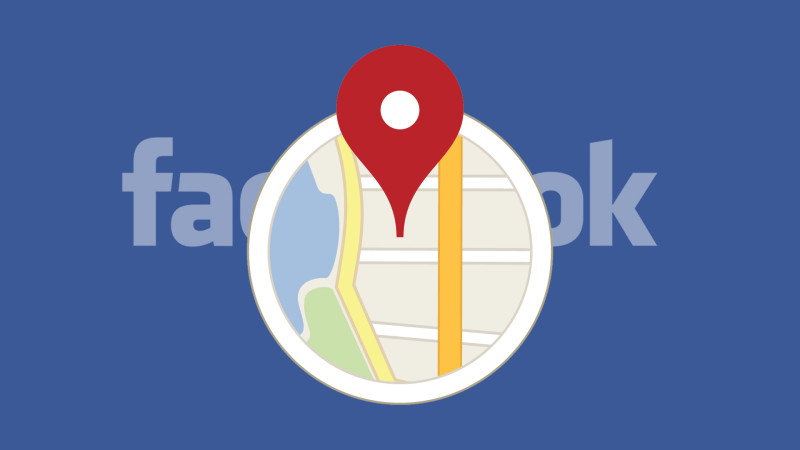 The Facebook logo and a map