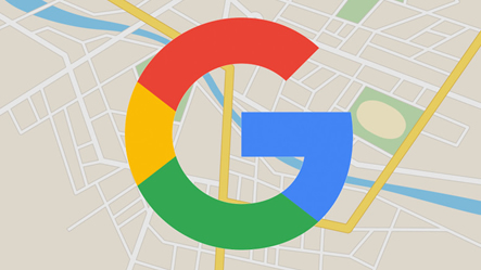 The Google symbol over a map