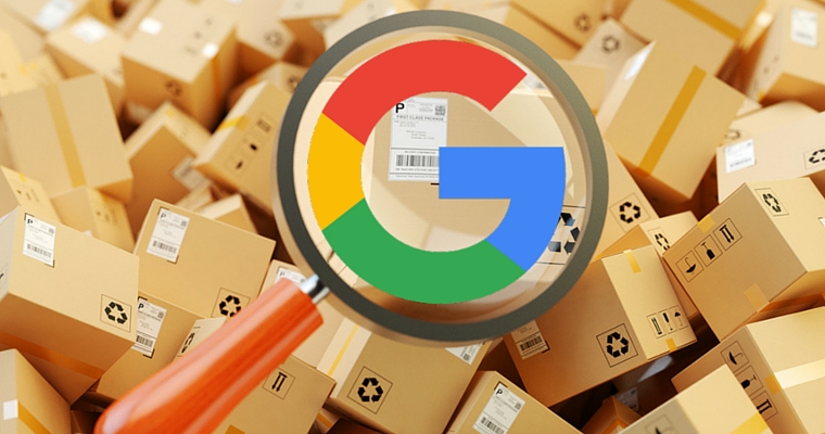 The google logo over a pile of packages