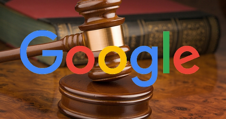 The google logo over a judge's gavel