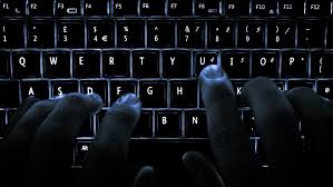 An ominous hacker's keyboard in use