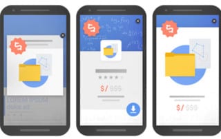 A selection of smartphones with different app layouts