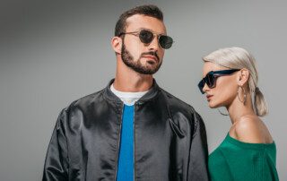 A woman wearing high-end sunglasses