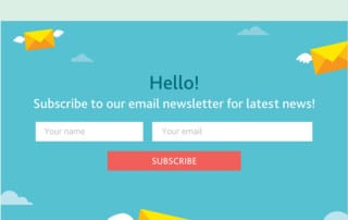 A prompt to sign up for a newsletter