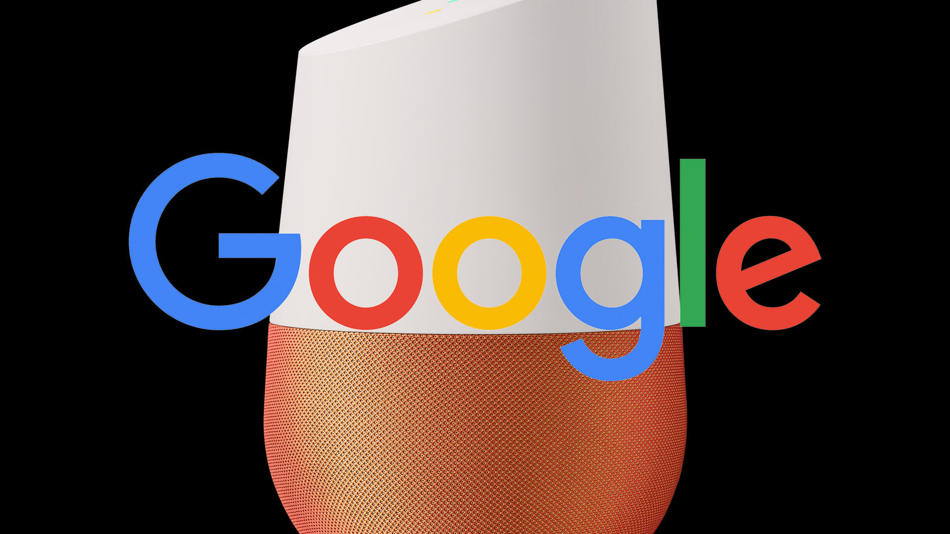 A Google Home with an orange base
