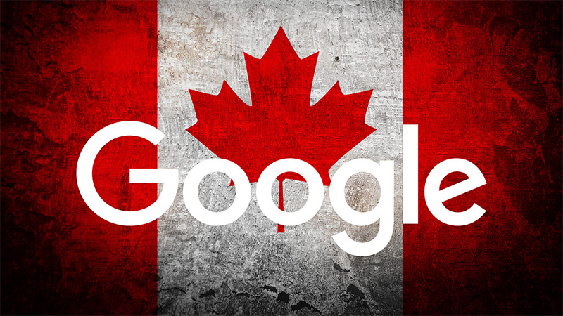 The Google photo over a Canadian flag