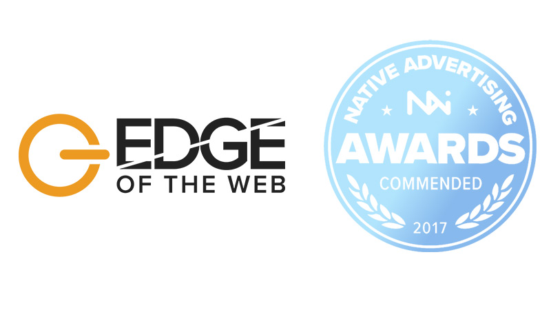 The EDGE of the Web logo, next to a commendation from the Native Advertising Awards