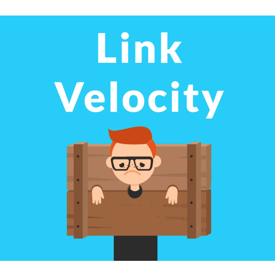 The heading Link Velocity, accompanied by a picture of a man in stocks