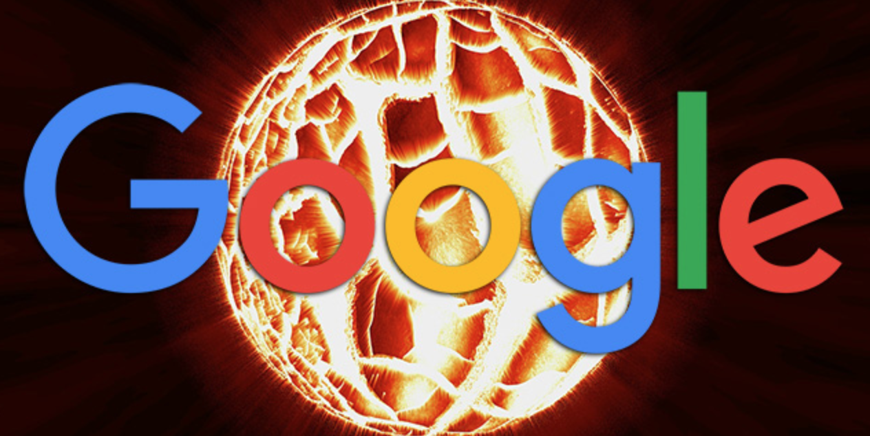 The Google logo over a picture of the sun