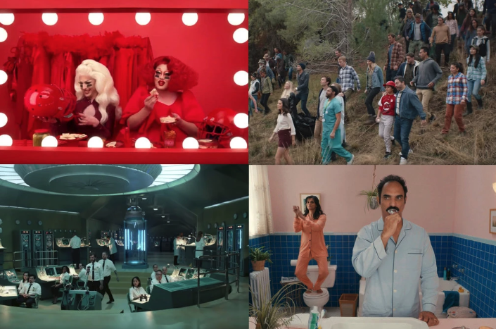 A series of snapshots of 2020 Super Bowl commercials