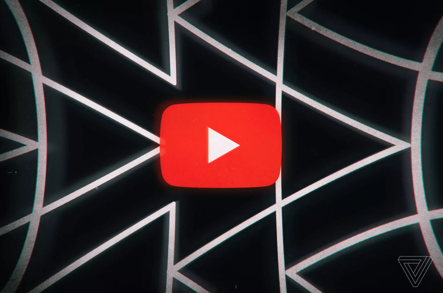 The youtube logo in front of a set of mirrors